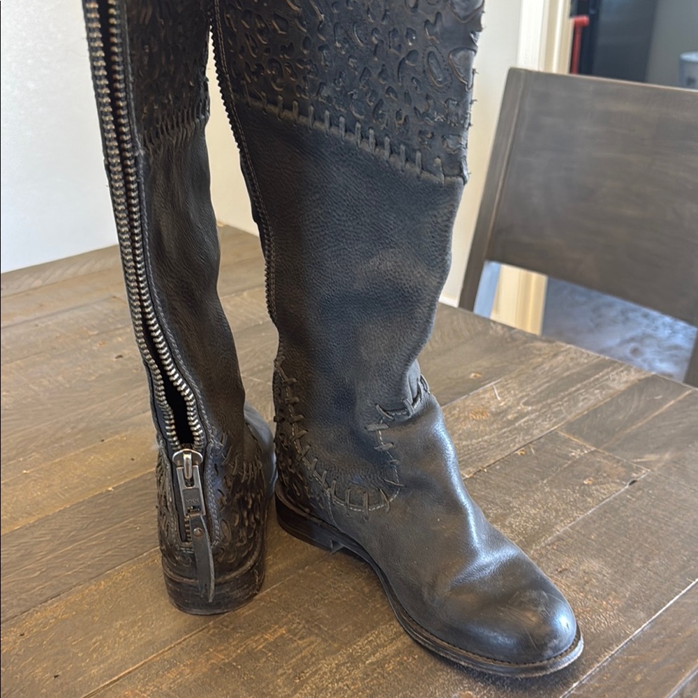 Buckle Black Leather Boots